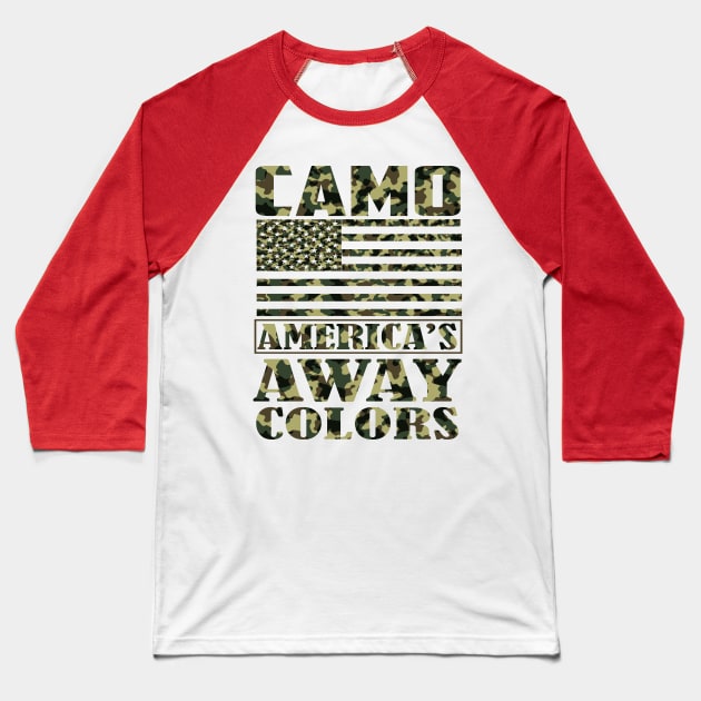 Camo - America's Away Colors Baseball T-Shirt by joshp214